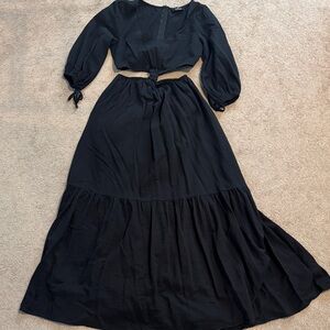 Black Cut-Out Maxi Dress Set